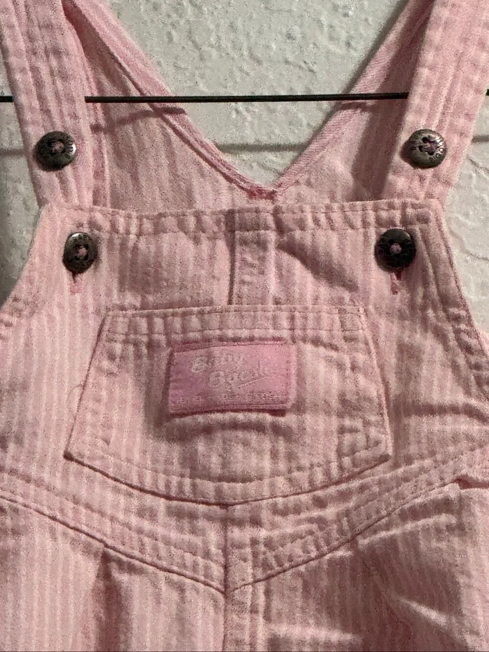 Vintage Oshkosh B'Gosh Pink Striped Overalls Vestbak 18 months Snaps